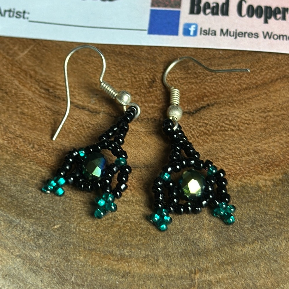 Hand made on Isla Mujeres Beaded Earrings